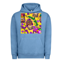 Pigment Pebble Blue Mardi gras gnomies seamless pattern Urban Hoodie - BundleAndBundleShop