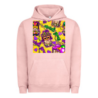 Pigment Salmon Mardi gras gnomies seamless pattern Urban Hoodie - BundleAndBundleShop