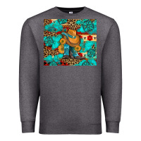 Charcoal Heather cowboy boots with turquoise and aztec Premium Sweatshirt - Artiststas