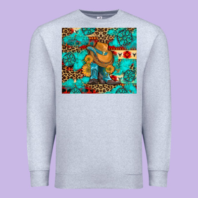 Cowboy Boots With Turquoise And Aztec Premium Sweatshirt Designed By Artiststas