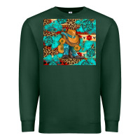 Sports Green cowboy boots with turquoise and aztec Premium Sweatshirt - Artiststas