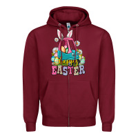 Burgundy Happy Easter toddler car Zipper Hoodie - OliviaCreatesArt