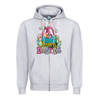 Heather Grey Happy Easter toddler car Zipper Hoodie - OliviaCreatesArt