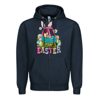Navy Happy Easter toddler car Zipper Hoodie - OliviaCreatesArt
