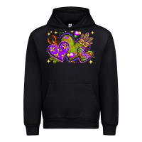 Black Mardi Gras Hearts Urban Hoodie - BundleAndBundleShop