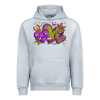 Heather Grey Mardi Gras Hearts Urban Hoodie - BundleAndBundleShop
