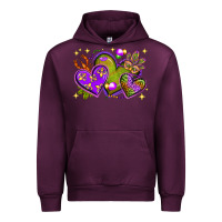 Mauve Wine Mardi Gras Hearts Urban Hoodie - BundleAndBundleShop