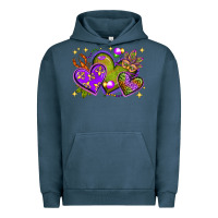 Pigment Midnight Navy Mardi Gras Hearts Urban Hoodie - BundleAndBundleShop