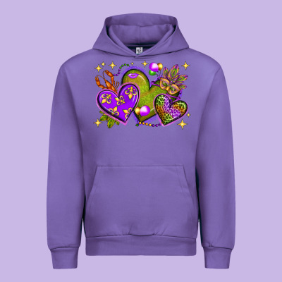 Mardi Gras Hearts Urban Hoodie Designed By Bundleandbundleshop