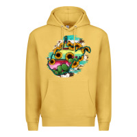 Antique Gold west virginia map sunflower cactus serape Premium Hoodie - RanaPortraitStore