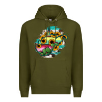 Army Green west virginia map sunflower cactus serape Premium Hoodie - RanaPortraitStore
