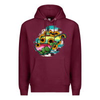 Burgundy west virginia map sunflower cactus serape Premium Hoodie - RanaPortraitStore