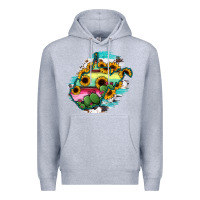 Heather Grey west virginia map sunflower cactus serape Premium Hoodie - RanaPortraitStore