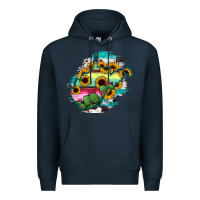 Navy west virginia map sunflower cactus serape Premium Hoodie - RanaPortraitStore