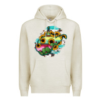 Oatmeal Heather west virginia map sunflower cactus serape Premium Hoodie - RanaPortraitStore