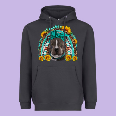 Western Pitbull Rainbow Heavyweight Hoodie Designed By Artiststas