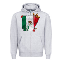 Heather Grey mexica oklahama Zipper Hoodie - CowhideDigitalArt