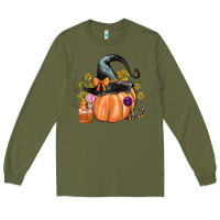 Army Green Kids Pumpkin with Halloween Long Sleeve Tee - texasbilliewilder