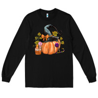 Black Kids Pumpkin with Halloween Long Sleeve Tee - texasbilliewilder