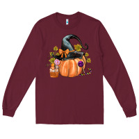 Burgundy Kids Pumpkin with Halloween Long Sleeve Tee - texasbilliewilder