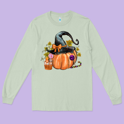 Kids Pumpkin With Halloween Long Sleeve Tee Designed By Texasbilliewilder