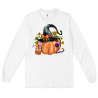 White Kids Pumpkin with Halloween Long Sleeve Tee - texasbilliewilder