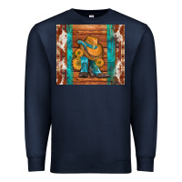 Navy cowboy boots turquoise aztec cowhide Premium Sweatshirt - Artiststas