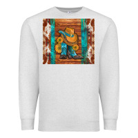Oatmeal Heather cowboy boots turquoise aztec cowhide Premium Sweatshirt - Artiststas