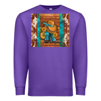 Purple cowboy boots turquoise aztec cowhide Premium Sweatshirt - Artiststas