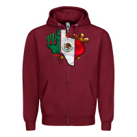 Burgundy mexica texas Zipper Hoodie - CowhideDigitalArt