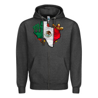Charcoal Heather mexica texas Zipper Hoodie - CowhideDigitalArt