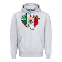 Heather Grey mexica texas Zipper Hoodie - CowhideDigitalArt