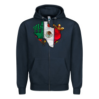 Navy mexica texas Zipper Hoodie - CowhideDigitalArt