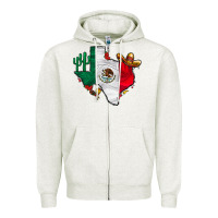 Oatmeal Heather mexica texas Zipper Hoodie - CowhideDigitalArt
