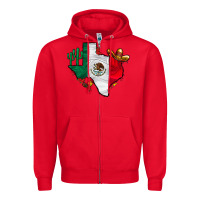 Red mexica texas Zipper Hoodie - CowhideDigitalArt