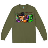 Army Green Love Halloween Cow Long Sleeve Tee - texasbilliewilder