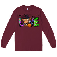 Burgundy Love Halloween Cow Long Sleeve Tee - texasbilliewilder