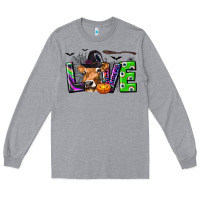 Heather Grey Love Halloween Cow Long Sleeve Tee - texasbilliewilder