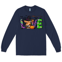 Navy Love Halloween Cow Long Sleeve Tee - texasbilliewilder