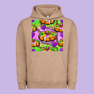 Mardi Gras King Cake Seamless Pattern Urban Hoodie Designed By Bundleandbundleshop