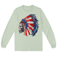 Matcha american indian headdress with skull Long Sleeve Tee - RanaPortraitStore