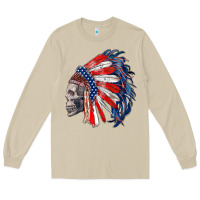 Mushroom american indian headdress with skull Long Sleeve Tee - RanaPortraitStore