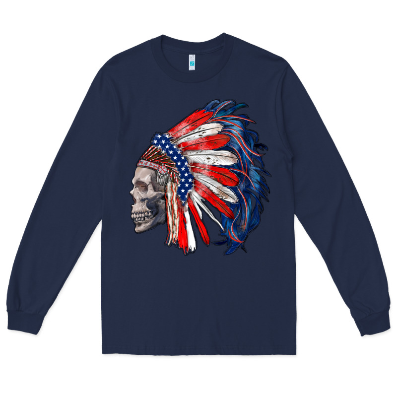 American Indian Headdress With Skull Long Sleeve Tee by RanaPortraitStore | Teevron