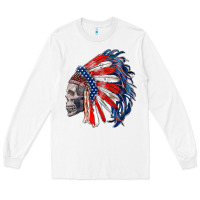 White american indian headdress with skull Long Sleeve Tee - RanaPortraitStore