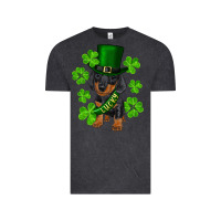 St. Patricks Day Lucky Dachshund Puppy Vintage Tee | Teevron