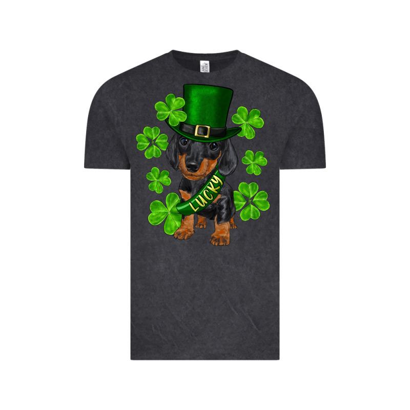 St. Patricks Day Lucky Dachshund Puppy Vintage Tee by RanaPortraitStore | Teevron