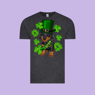 Vintage Tee st. patricks day lucky dachshund puppy