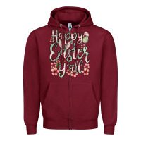 Burgundy Easter Day Happy Easter y'all Zipper Hoodie - OliviaCreatesArt