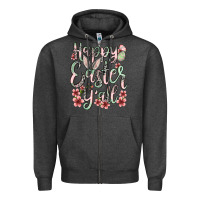 Charcoal Heather Easter Day Happy Easter y'all Zipper Hoodie - OliviaCreatesArt