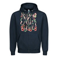 Navy Easter Day Happy Easter y'all Zipper Hoodie - OliviaCreatesArt